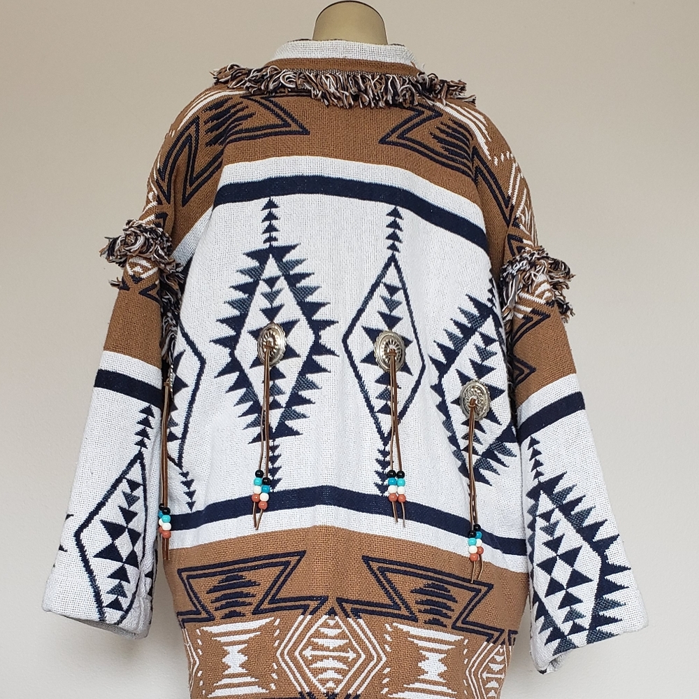 Southwestern Woven Blanket Coat - Picture 7 of 14